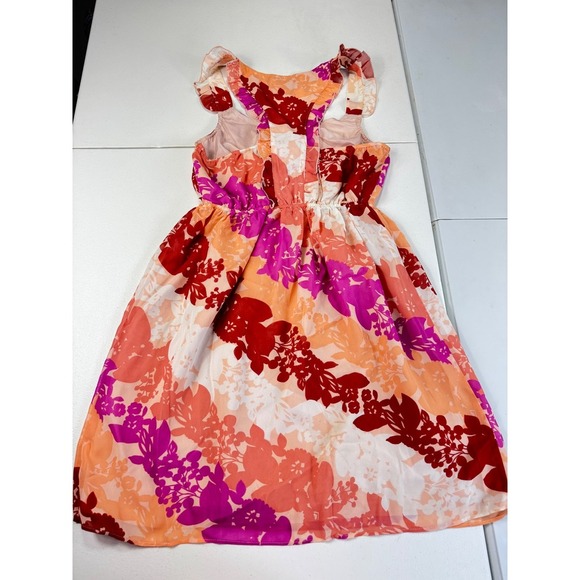 Elle Floral Dress Sleeveless Orange Pink Red Party Casual Sun Dress xs - Picture 2 of 7